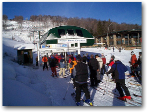 The  new Polar Bear Express 6-person high-speed lift started running Saturday morning at Pennsylvania's Seven Springs Resort. Up to  four trails are open at the resort.