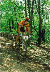 A racer participates in the 1997 24 Hours of Canaan Race.  Last year, the popular relay race moved to Snowshoe Mountain Resort.