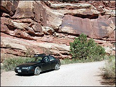 Braving a bumpy road in Capitol Reef National Park.