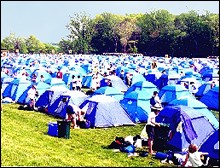 Camps looked like temporary  army bases.