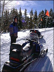 Author Brian Preston gets ready to hop on his snowmobile.