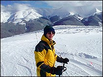 DCSki Editor Scott pauses before heading down Winter  Park's Parsenn Bowl.