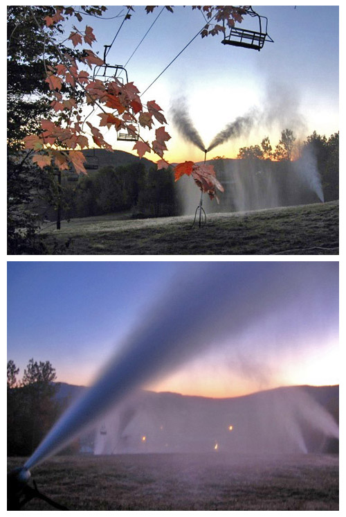 The Maine resort tested its snowmaking system on its Broadway trail as early morning temperatures dipped down to the 20's