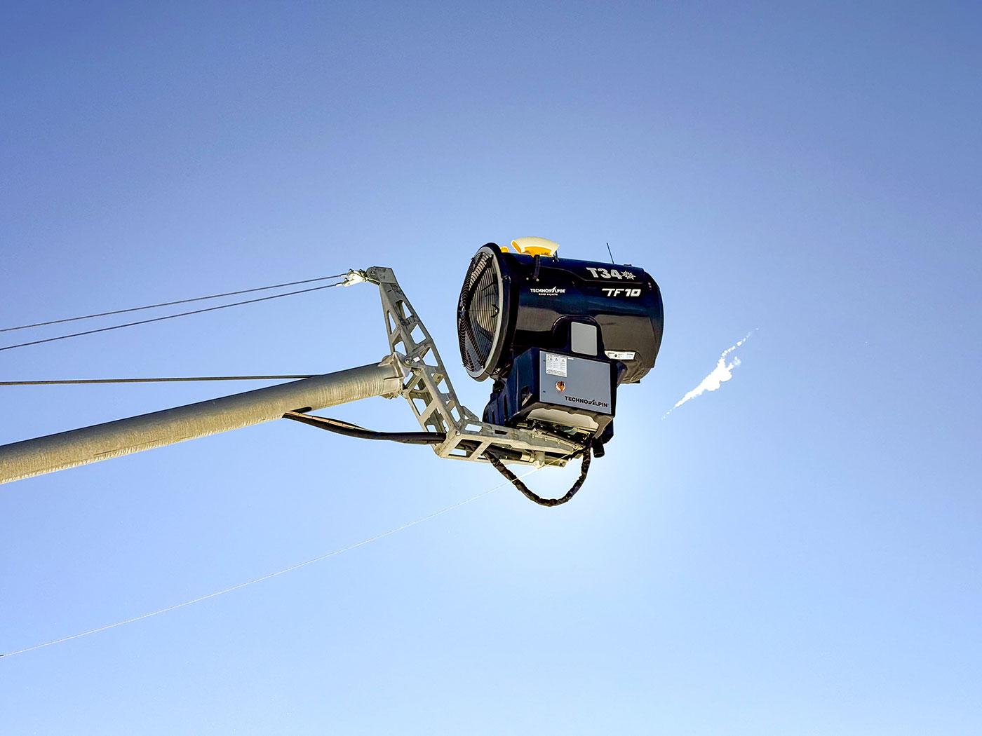 Modern snowguns can be operated remotely. Modern snowguns can be operated remotely.