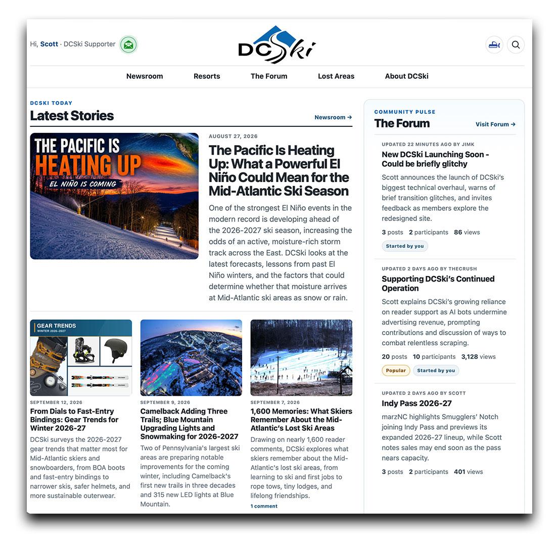 DCSki's new home page. DCSki's new home page.