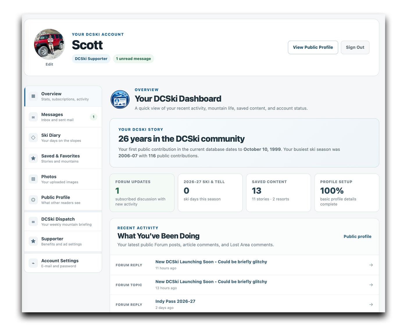 The new User Dashboard. The new User Dashboard.