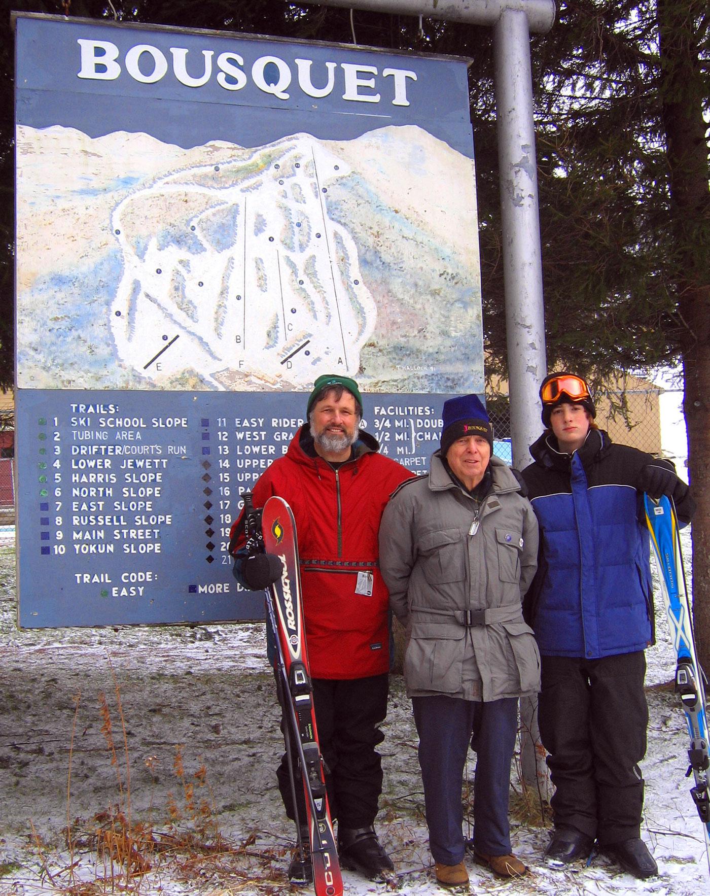 Woody, Russ, and Ben Bousquet at Bousquet's Ski Area in January, 2006. Woody, Russ, and Ben Bousquet at Bousquet's Ski Area in January, 2006.